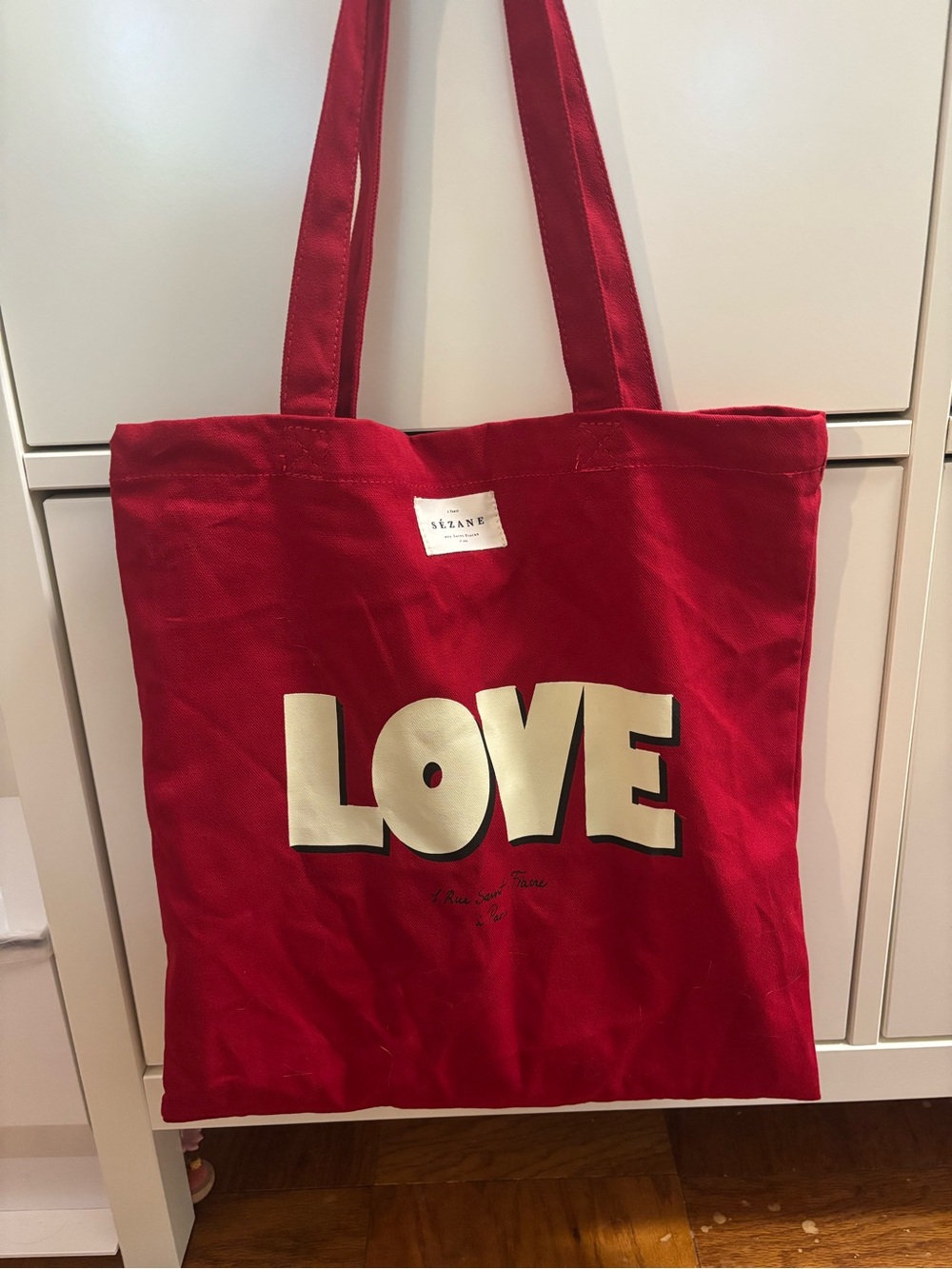 Sezane Red LOVE Canvas Tote